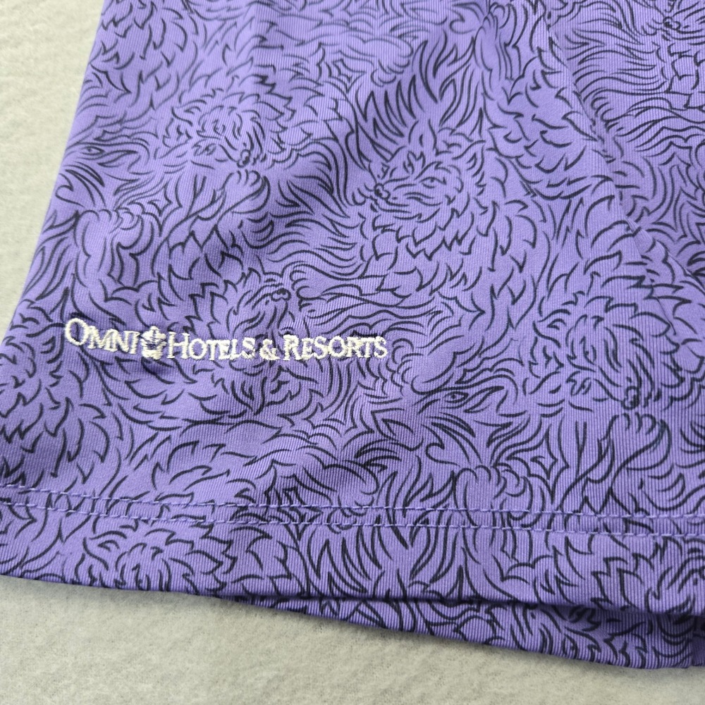 Greyson Wolf Pattern Polo Shirt Mens XL Purple Barton Creek Omni Hotels Golf - Picture 6 of 10